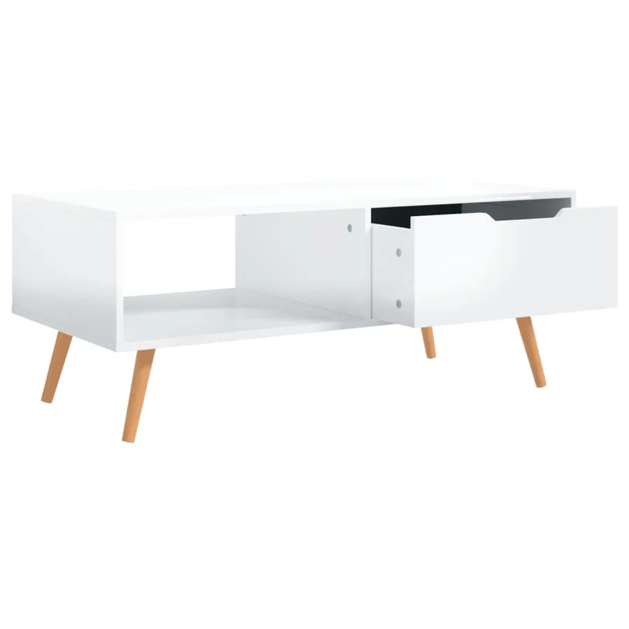 Table basse Blanc brillant 100x49,5x43 cm Bois d'ingénierie - 5