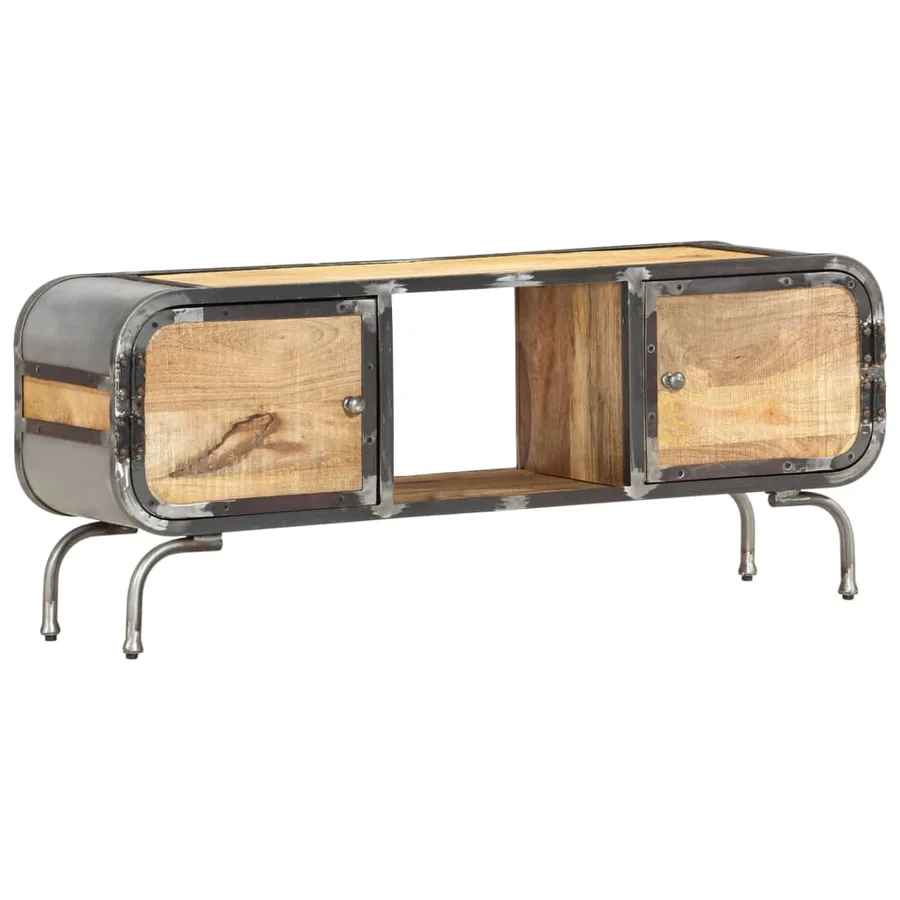 Meuble TV 110x30x42 cm Bois massif de manguier - 13