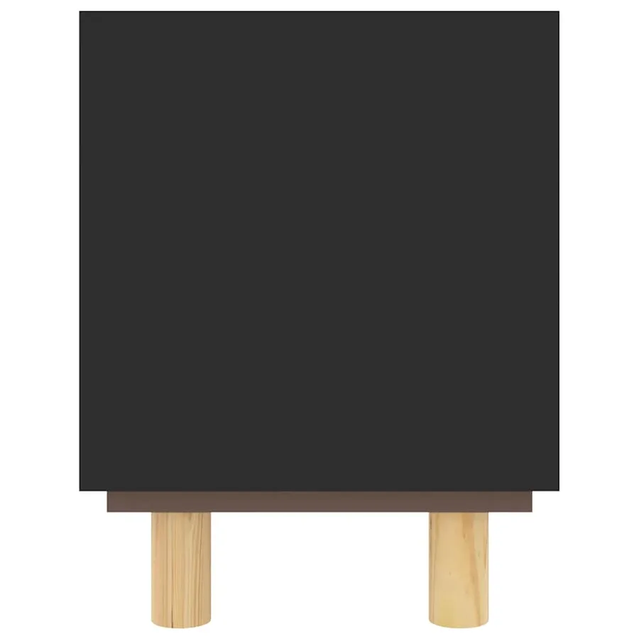 Meuble TV Noir 105x30x40cm Bois de pin massif et rotin naturel - 5