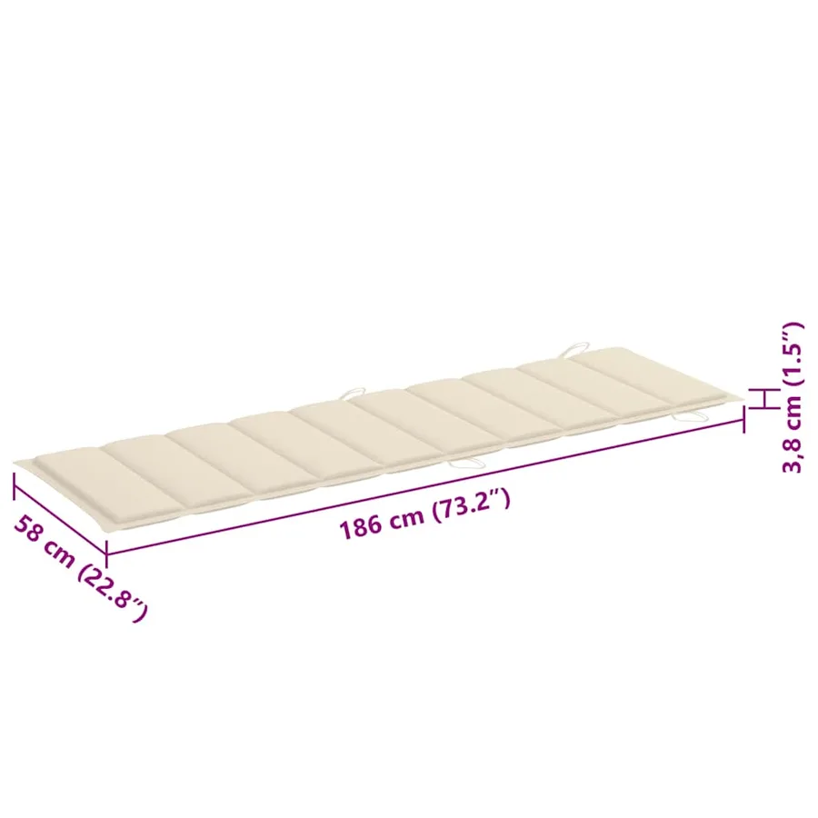 Chaises longues lot de 2 avec coussins Bois d'acacia solide - 18