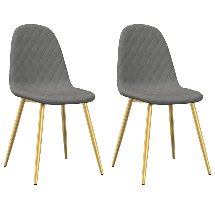 Chaises à manger lot de 2 Gris clair Velours - 2