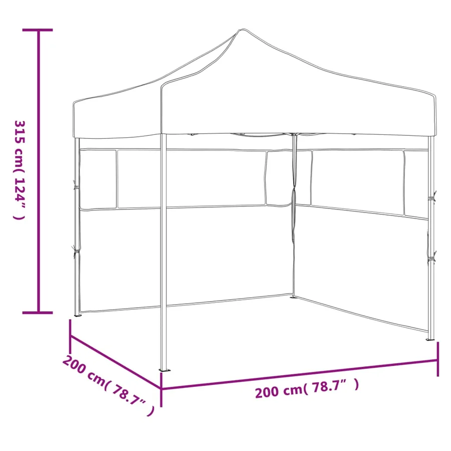 Tente de réception pliable avec 2 parois 2x2 m Acier Crème - 9