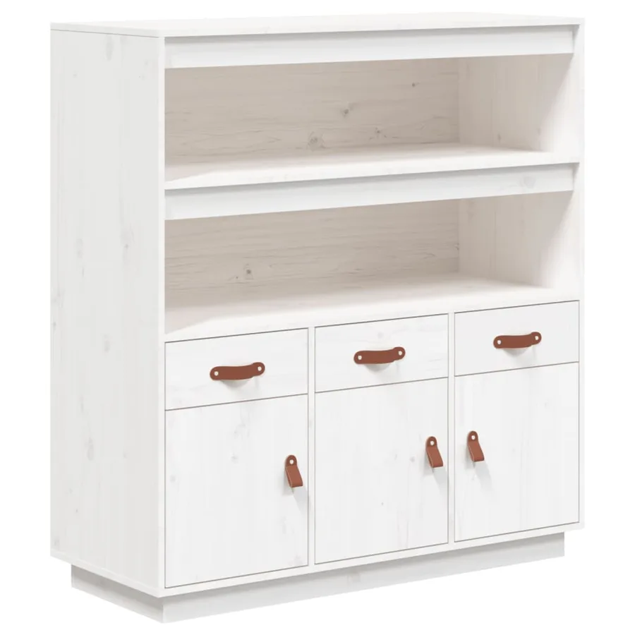 Buffet haut Blanc 100x40x108,5 cm Bois massif de pin - 2