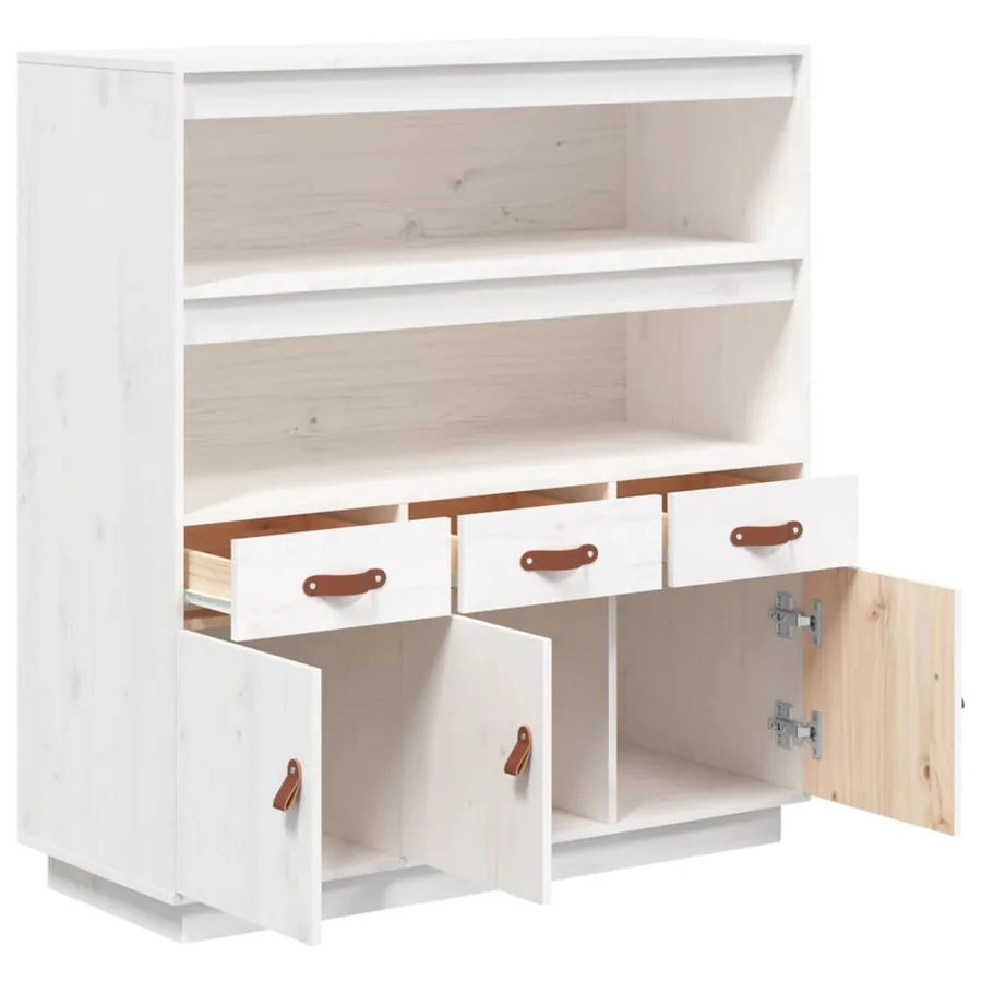 Buffet haut Blanc 100x40x108,5 cm Bois massif de pin - 7