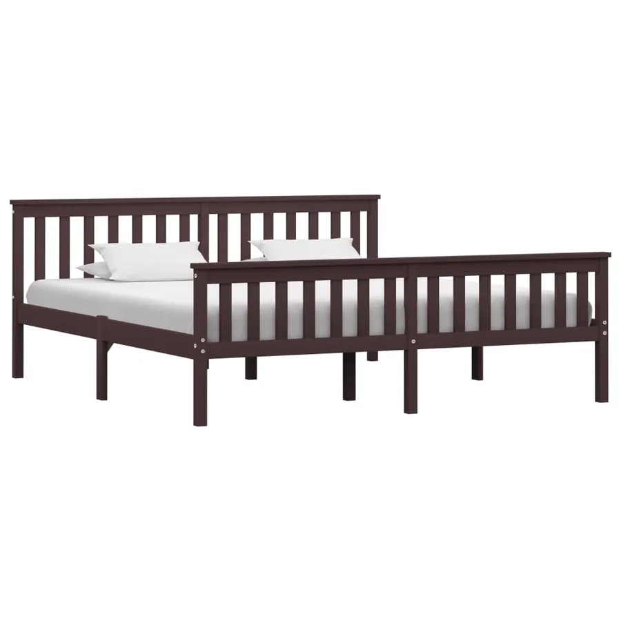 Cadre de lit sans matelas marron foncé pin massif 180x200 cm