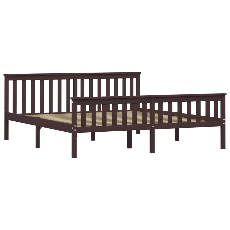 Cadre de lit sans matelas marron foncé pin massif 180x200 cm - 2