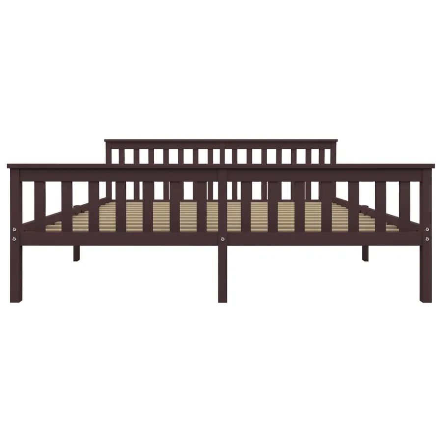 Cadre de lit sans matelas marron foncé pin massif 180x200 cm - 3