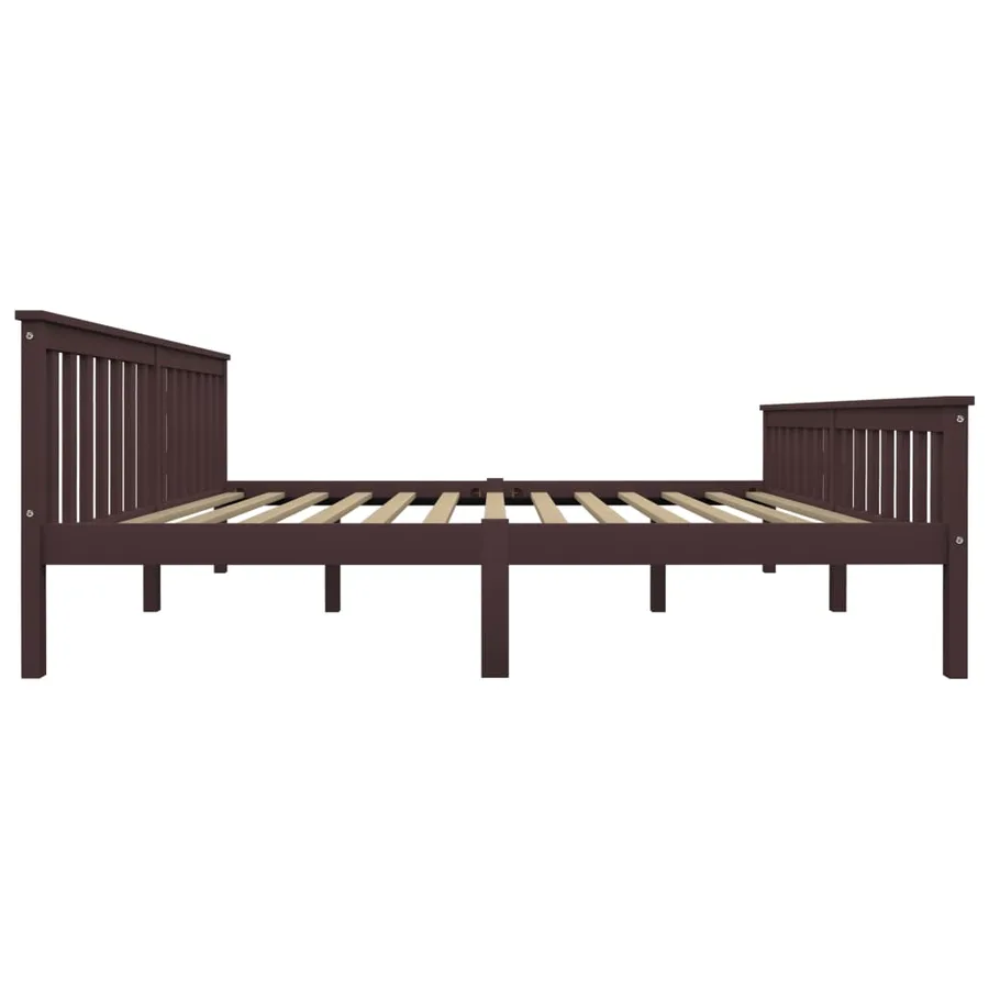 Cadre de lit sans matelas marron foncé pin massif 180x200 cm - 4