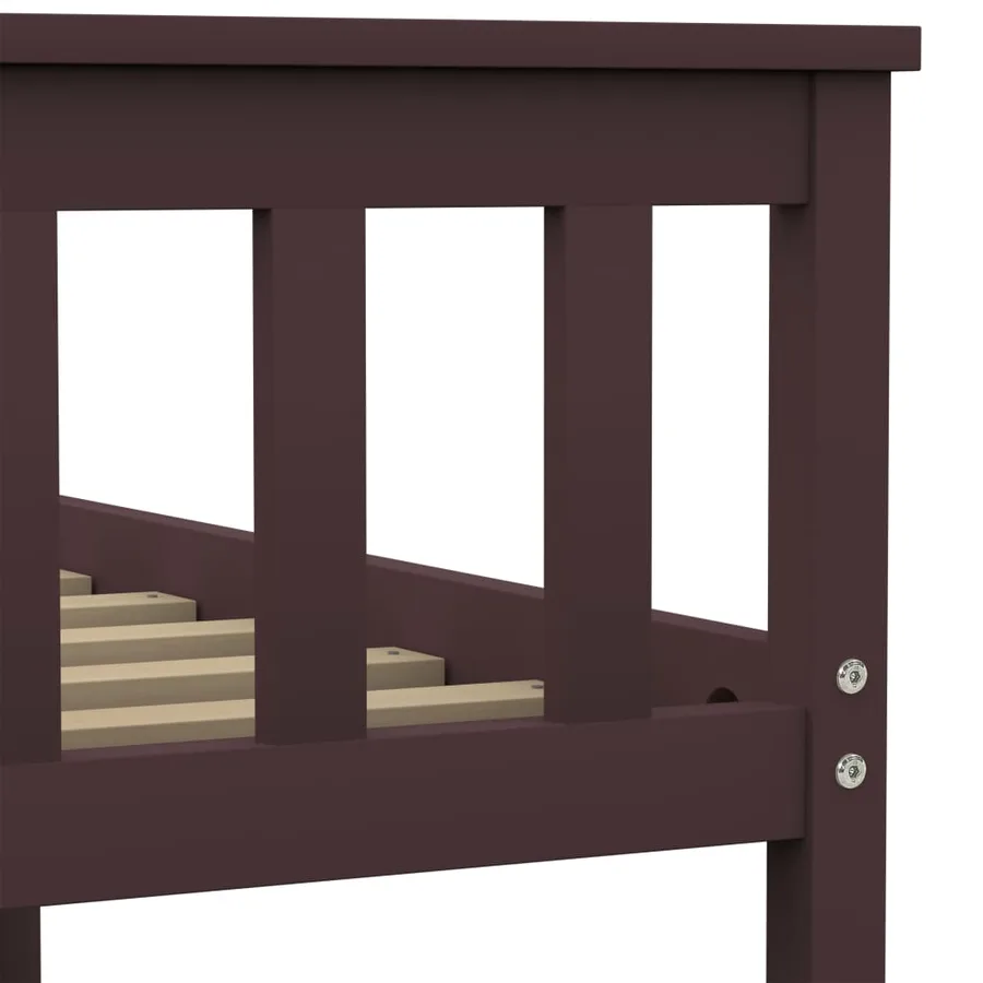 Cadre de lit sans matelas marron foncé pin massif 180x200 cm - 5