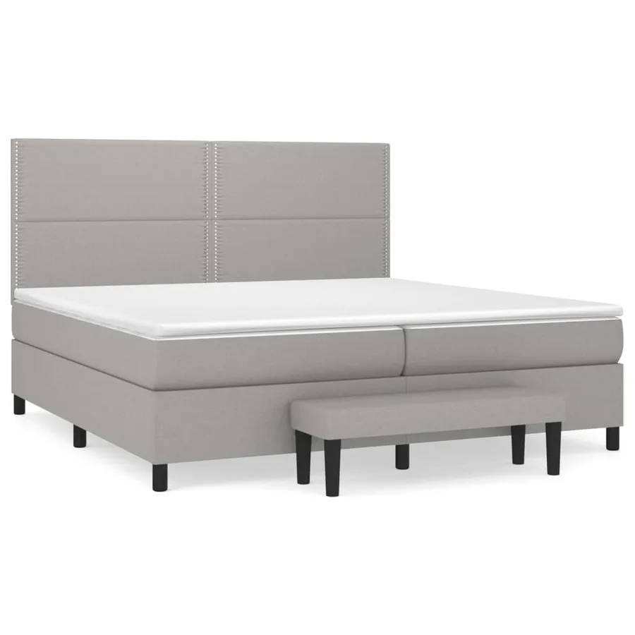 Sommier à lattes de lit avec matelas Gris clair 200x200cm Tissu - 2