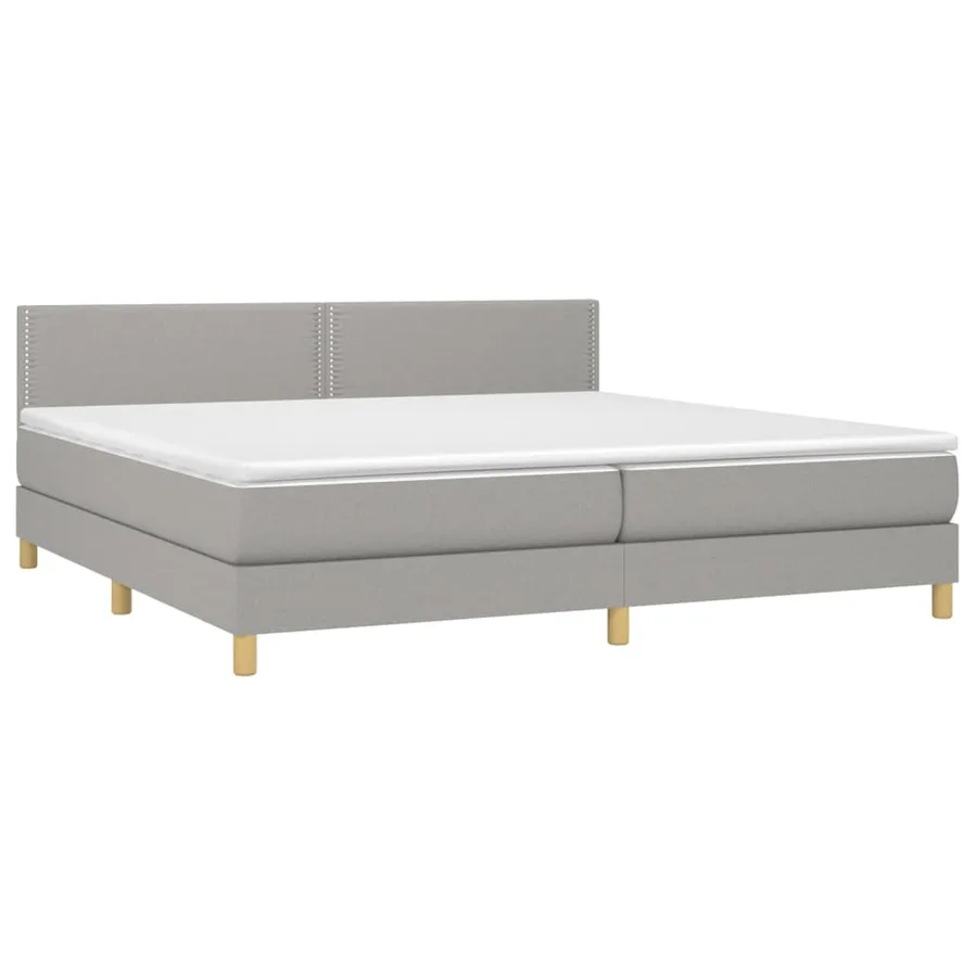 Sommier à lattes de lit matelas LED Gris clair 200x200 cm Tissu - 4
