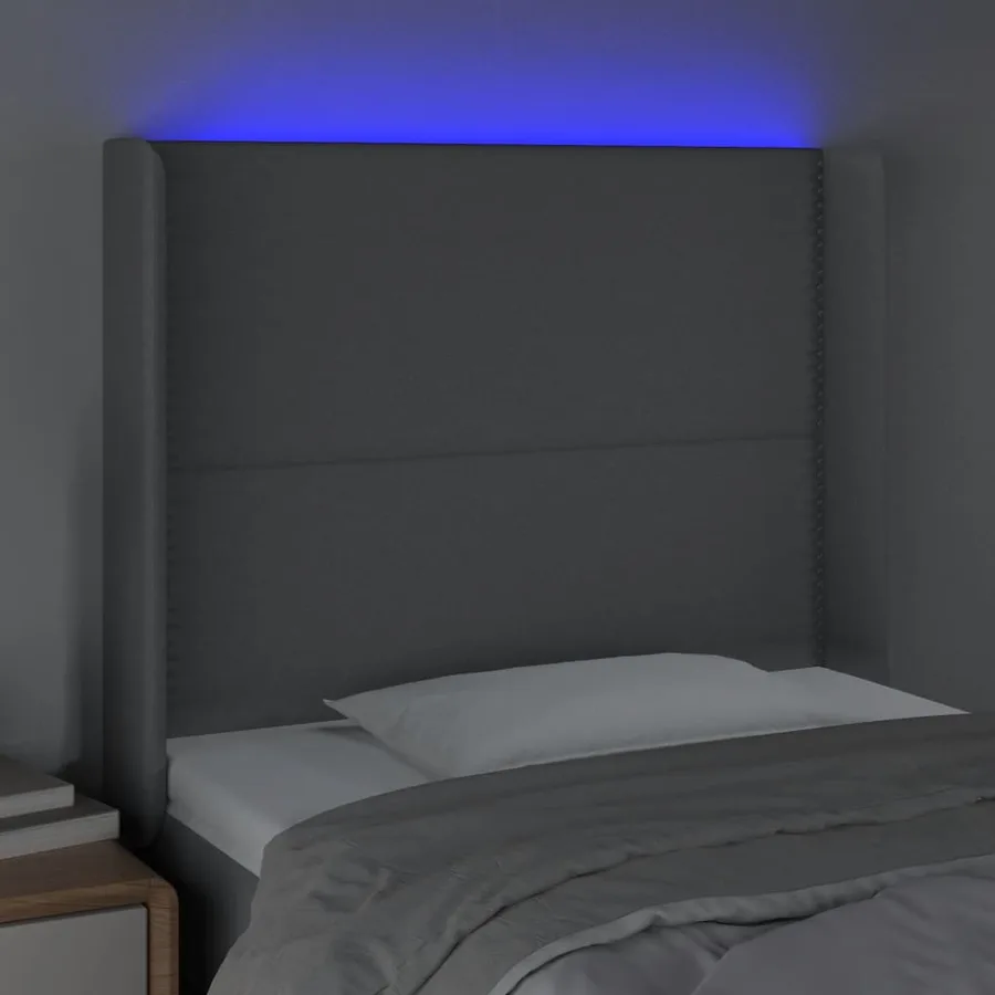 Tête de lit à LED Gris clair 103x16x118/128 cm Tissu - 4