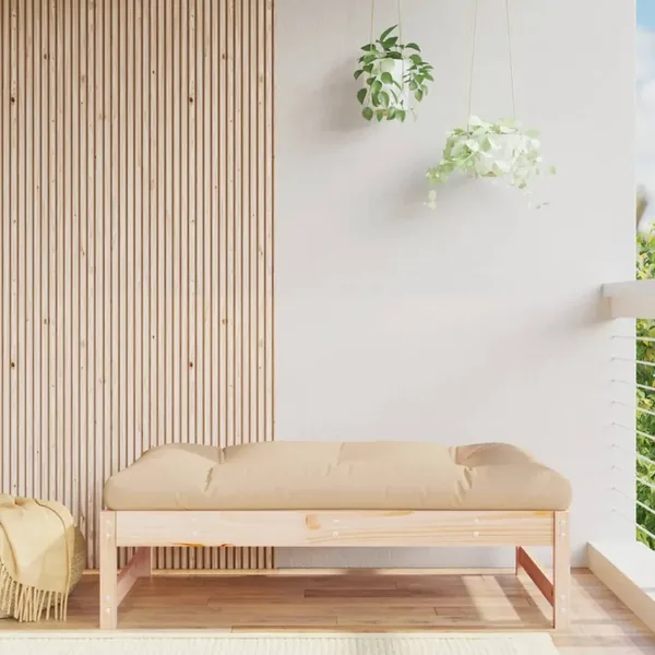 Repose-pied de jardin 120x80 cm bois de pin massif
