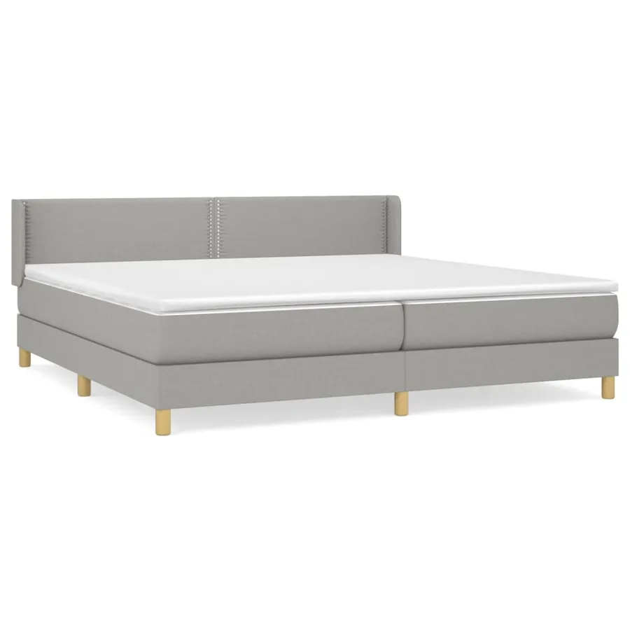 Sommier à lattes de lit avec matelas Gris clair 200x200cm Tissu - 2