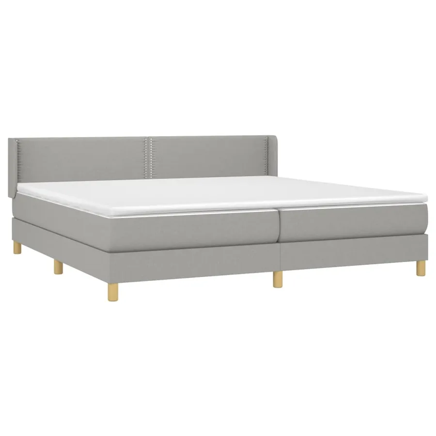 Sommier à lattes de lit avec matelas Gris clair 200x200cm Tissu - 3