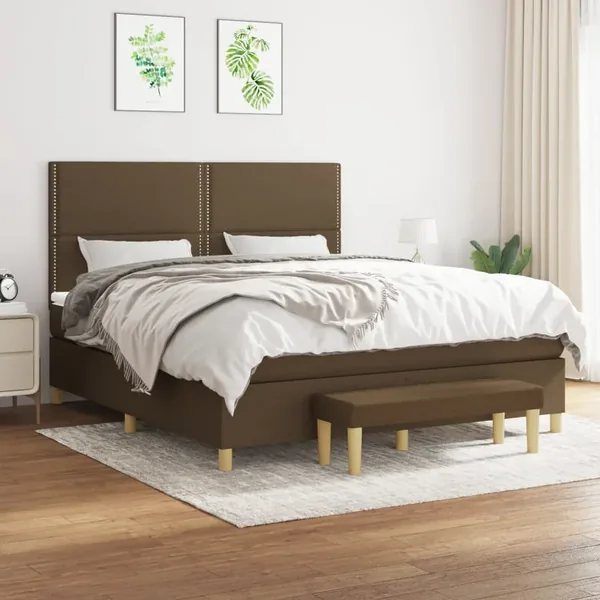 Sommier à lattes de lit avec matelas Marron foncé 180x200 cm