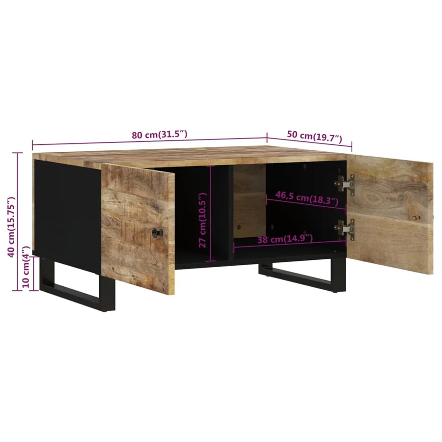 Table basse 80x50x40 cm Bois de manguier solide et d'ingénierie - 9