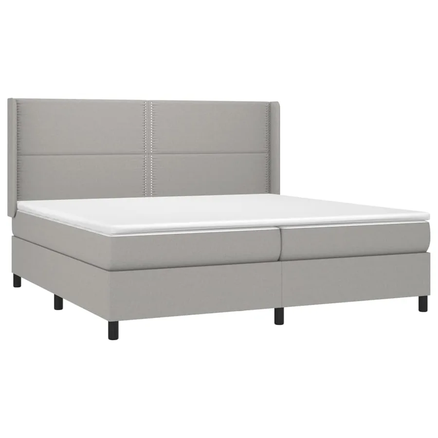 Sommier à lattes de lit avec matelas Gris clair 200x200cm Tissu - 3