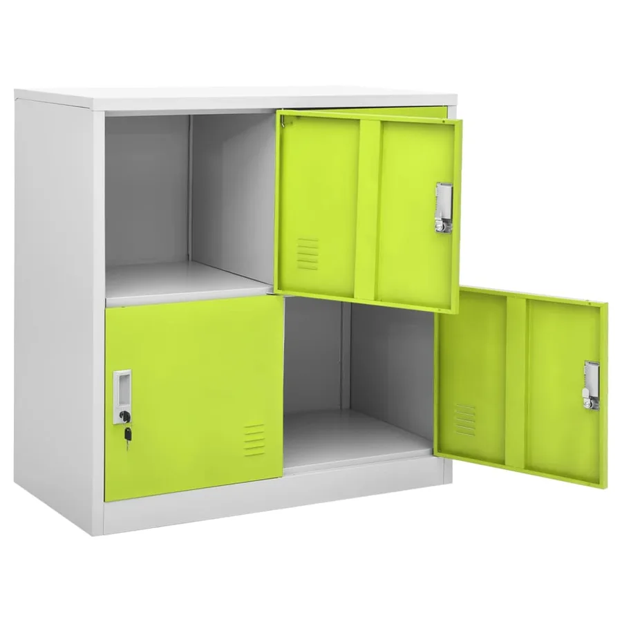 Armoire à casiers Gris clair et vert 90x45x92,5 cm Acier - 5