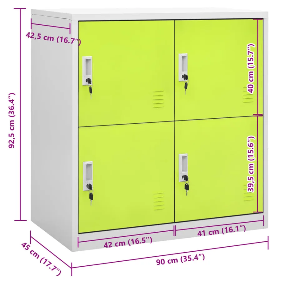 Armoire à casiers Gris clair et vert 90x45x92,5 cm Acier - 7