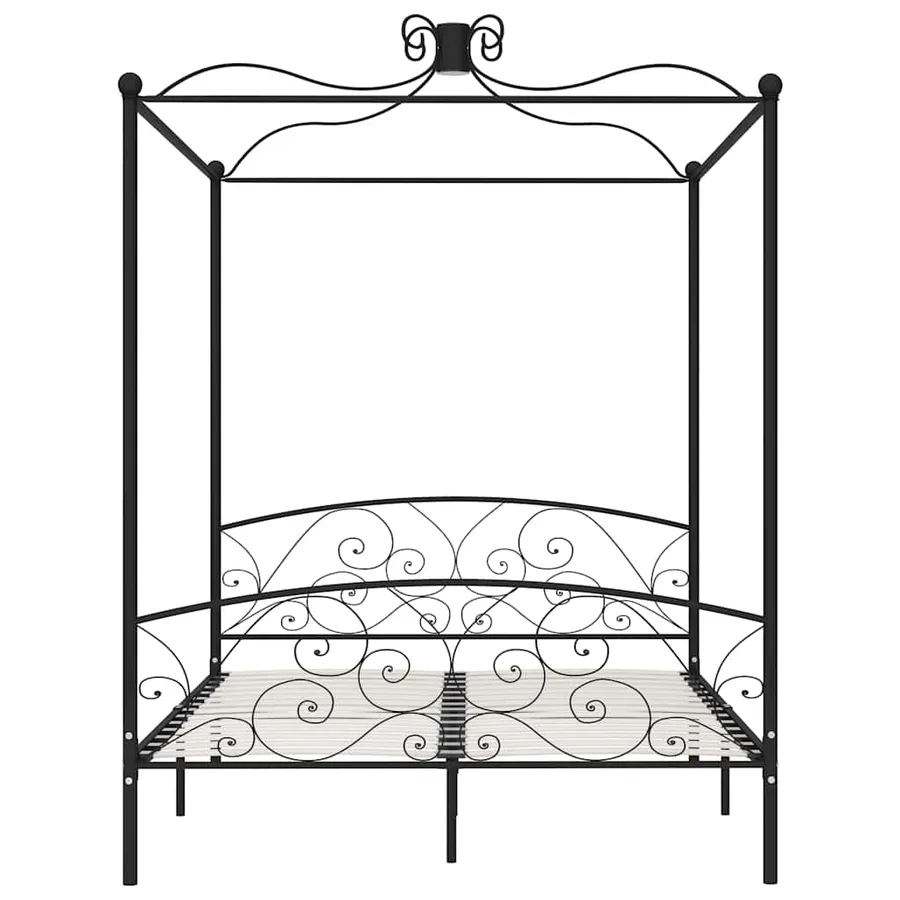 Cadre de lit à baldaquin sans matelas noir métal 180x200 cm - 3
