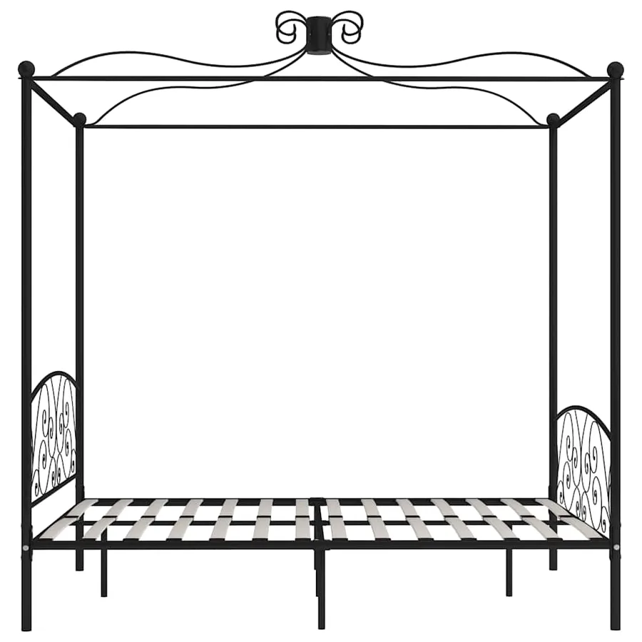 Cadre de lit à baldaquin sans matelas noir métal 180x200 cm - 4