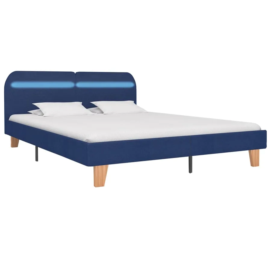 Cadre de lit avec LED sans matelas bleu tissu 180x200 cm - 2