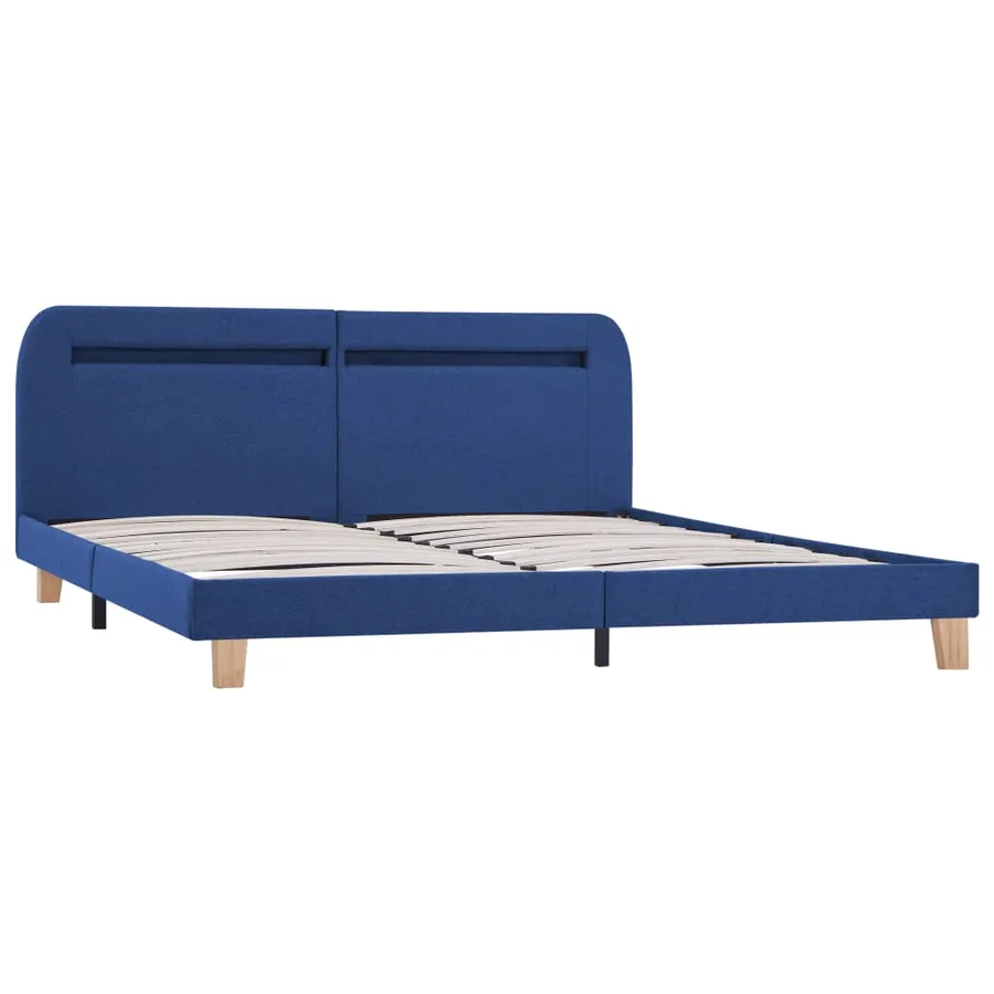 Cadre de lit avec LED sans matelas bleu tissu 180x200 cm - 4