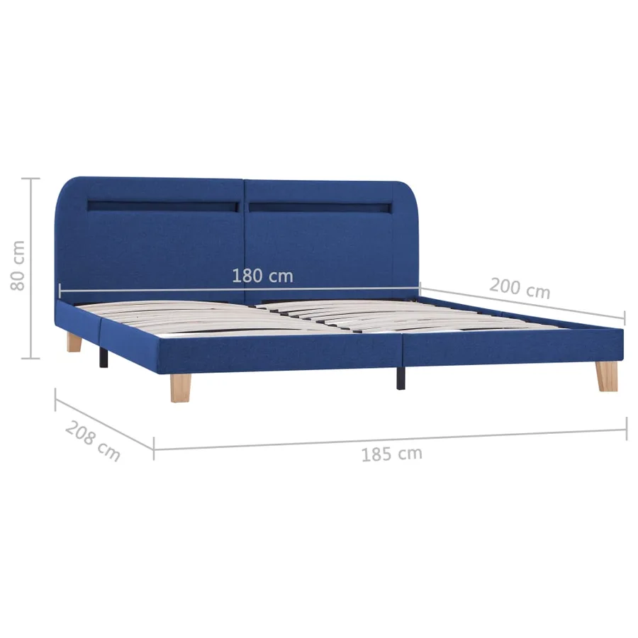 Cadre de lit avec LED sans matelas bleu tissu 180x200 cm - 9