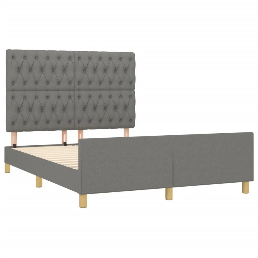 Cadre de lit sans matelas gris foncé 140x200 cm tissu - 4