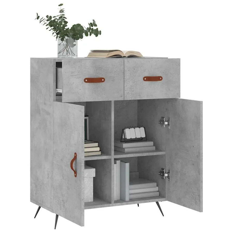 Buffet gris béton 69,5x34x90 cm bois d'ingénierie - 4