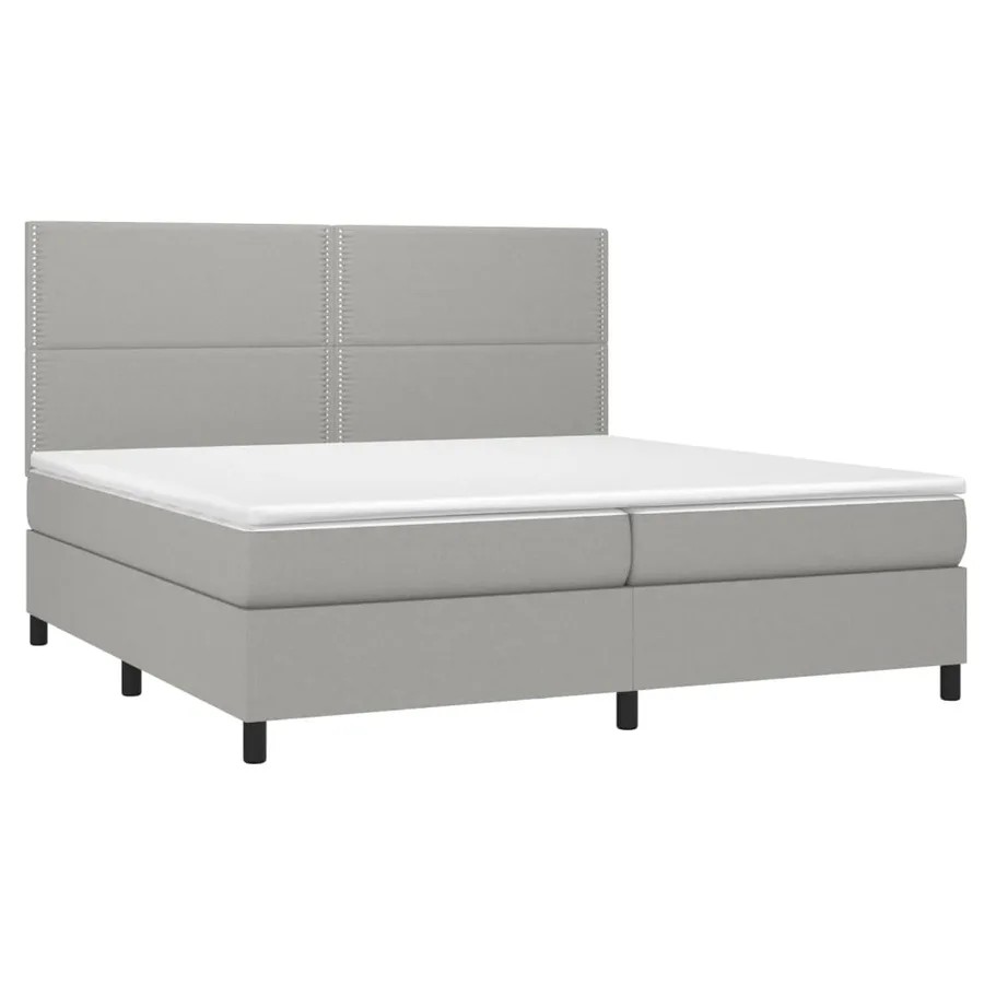 Sommier à lattes de lit avec matelas Gris clair 200x200cm Tissu - 3