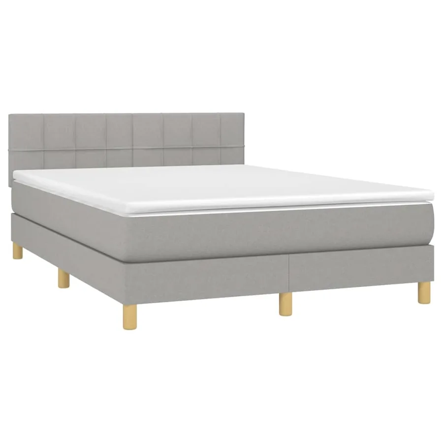 Sommier à lattes de lit et matelas et LED Gris clair 140x200 cm - 3