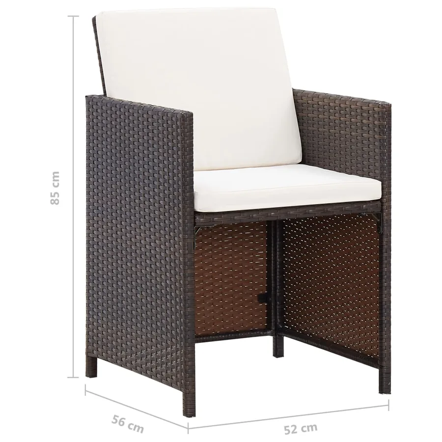 Ensemble à manger d'extérieur 5pcs avec coussins Résine tressée - 17