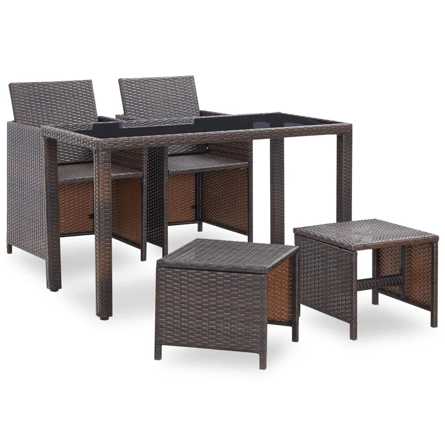 Ensemble à manger d'extérieur 5pcs avec coussins Résine tressée - 2