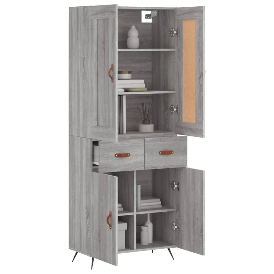 Buffet haut Sonoma gris 69,5x34x180 cm Bois d'ingénierie - 12