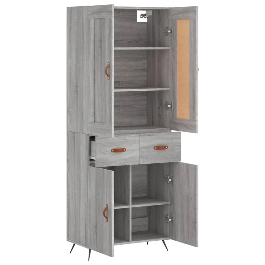 Buffet haut Sonoma gris 69,5x34x180 cm Bois d'ingénierie - 3