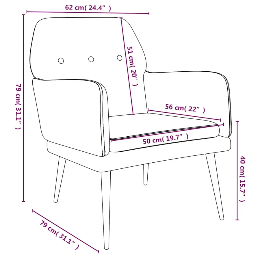 Fauteuil Crème 62x79x79 cm Velours - 8