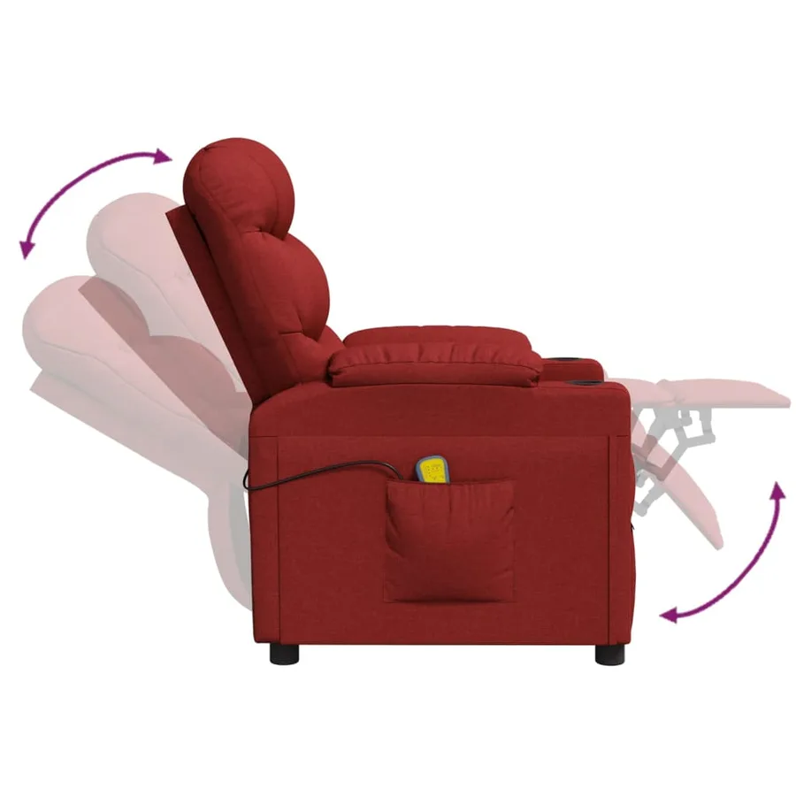 Fauteuil de massage Rouge bordeaux Tissu - 6