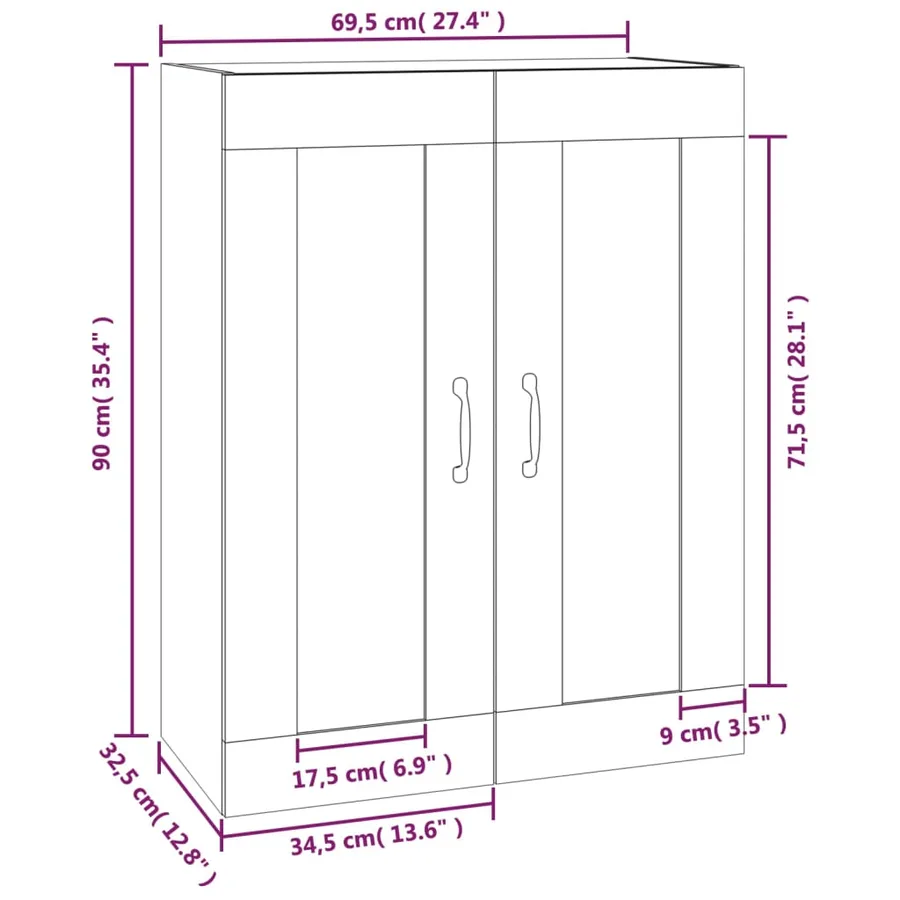 Armoire murale suspendue Noir 69,5x32,5x90 cm - 10