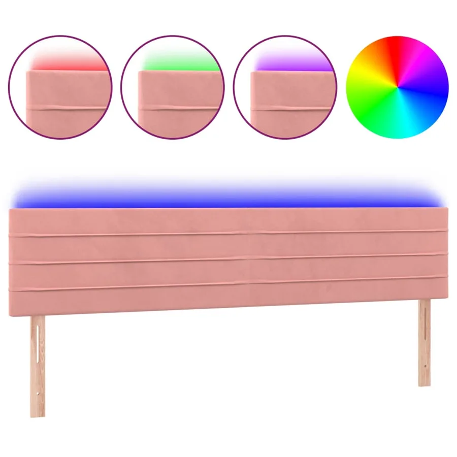 Tête de lit à LED Rose 200x5x78/88 cm Velours - 2