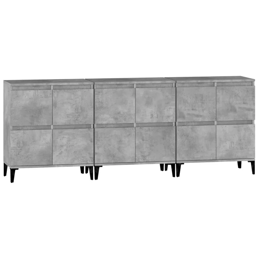 Buffets 3 pcs gris béton 60x35x70 cm bois d'ingénierie - 6