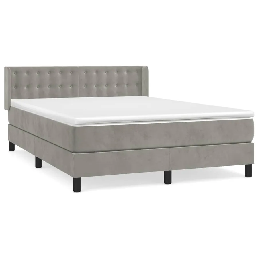 Sommier à lattes de lit et matelas Gris clair 140x200cm Velours - 2
