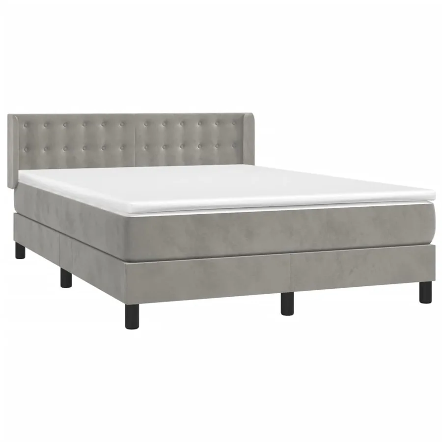 Sommier à lattes de lit et matelas Gris clair 140x200cm Velours - 3