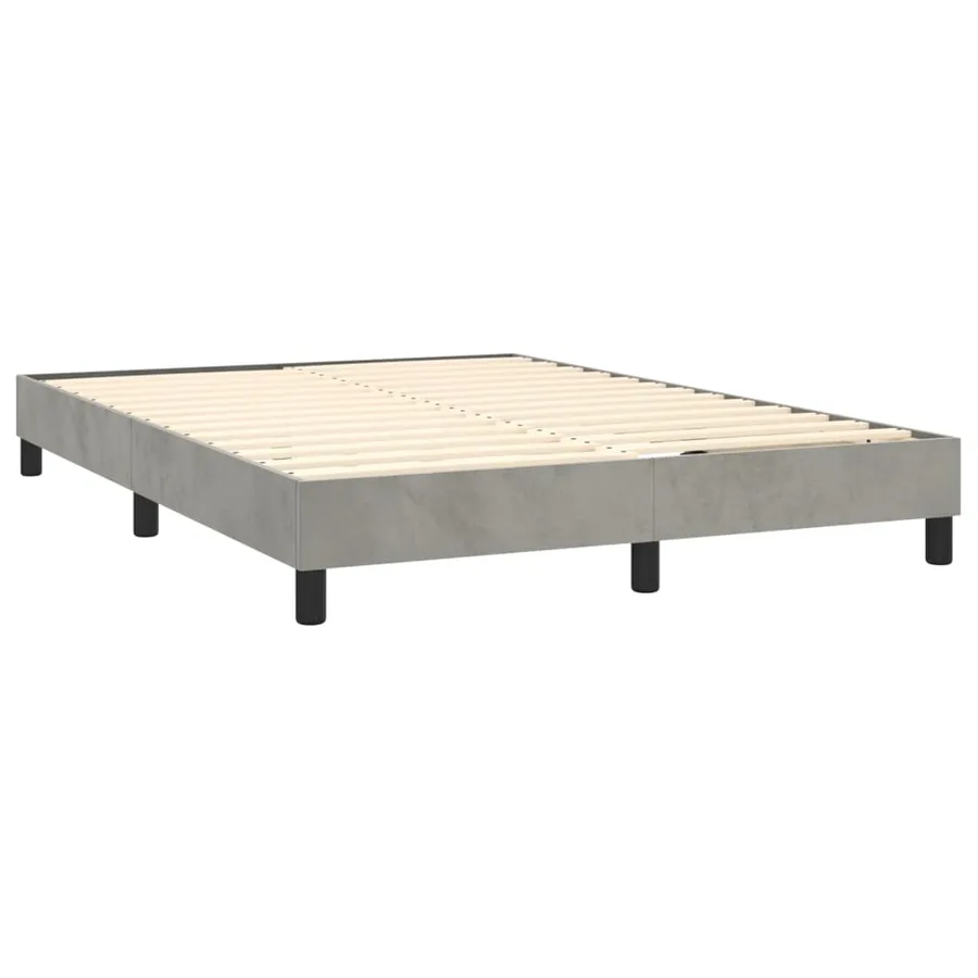 Sommier à lattes de lit et matelas Gris clair 140x200cm Velours - 4