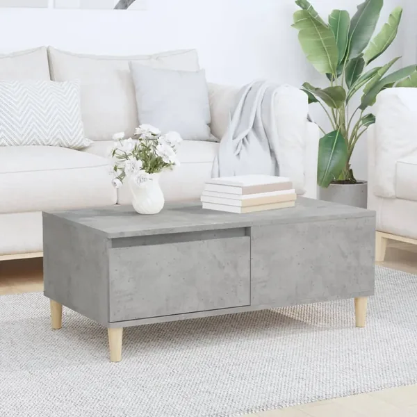 Table basse Gris béton 90x50x36,5 cm Bois d'ingénierie