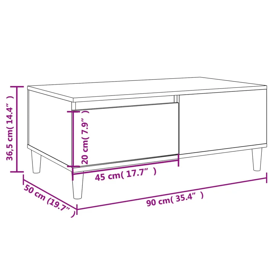 Table basse Gris béton 90x50x36,5 cm Bois d'ingénierie - 10