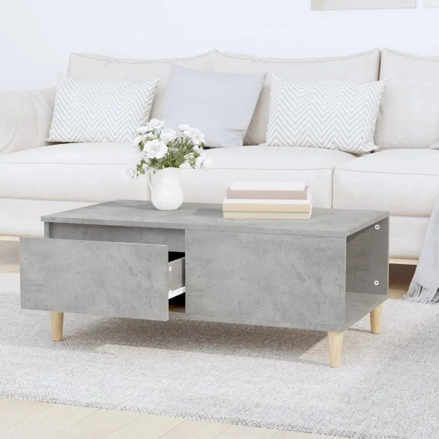Table basse Gris béton 90x50x36,5 cm Bois d'ingénierie - 3