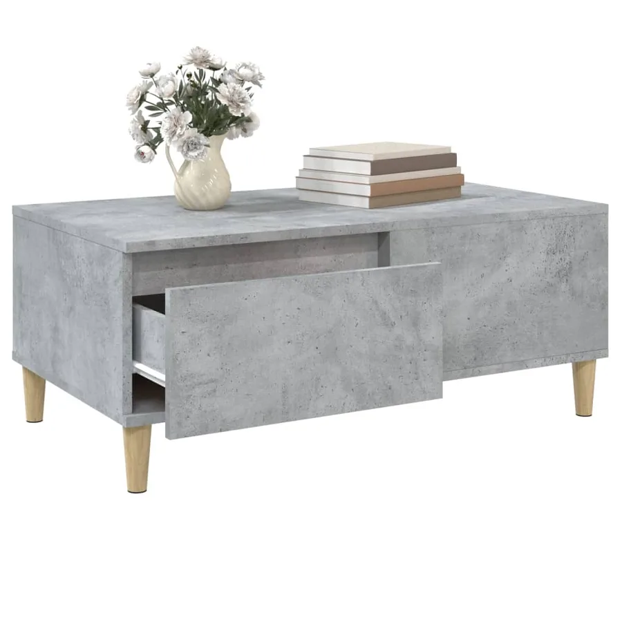 Table basse Gris béton 90x50x36,5 cm Bois d'ingénierie - 5
