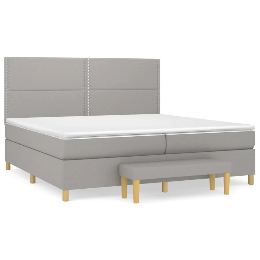 Sommier à lattes de lit avec matelas Gris clair 200x200cm Tissu - 2
